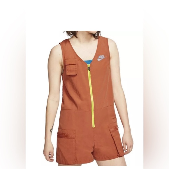 Nike Women’s Sportswear Icon Clash Romper desert orange lemon venom Size S - Picture 1 of 8